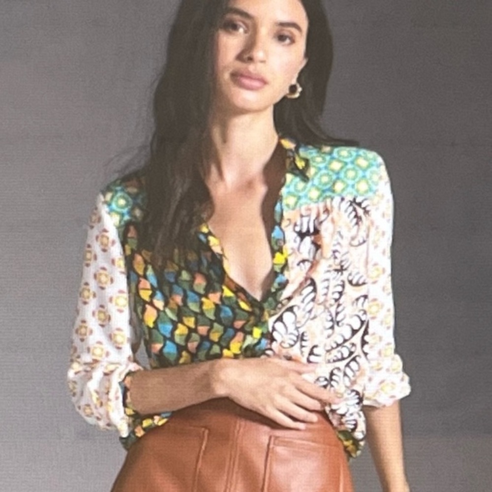 ANTHROPOLOGIE MAEVE BUTTONDOWN SHIRT SIZE XS MULTICOLOR